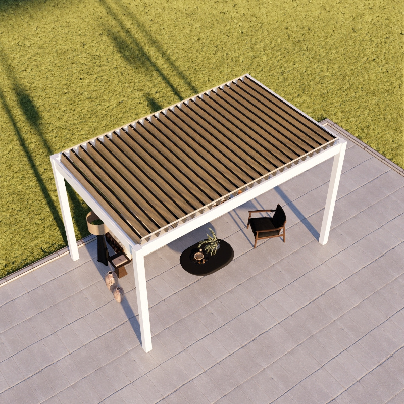 Easily Assembled Opening Louver Roof Motorized Sunshade Gazebo Pergola Outdoor with Roof Cover 12x12 Garden Aluminium