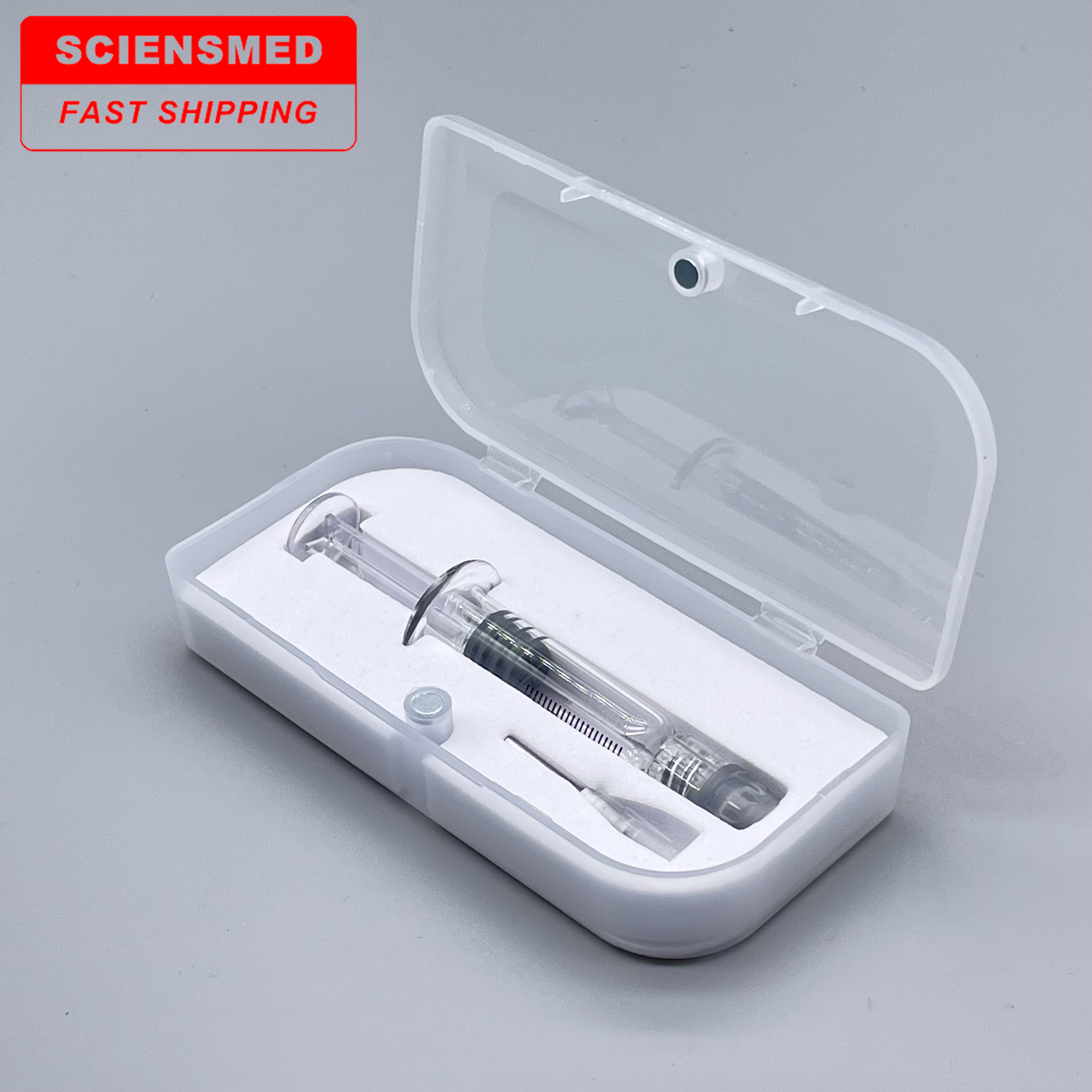 Plastic box packing 1ml Prefilled Borosilicate Syringe Metal Plastic Plunger Luer Lock Syringes Glass Syringes