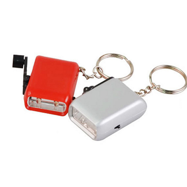 Portable Hand Crank Dynamo mini led rechargeable flashlight 2 led keychain flashlight