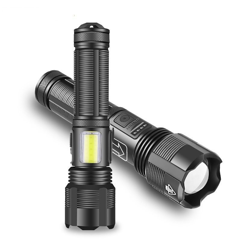 Tactical XHP70+COB LED Zoomable Torch Aluminum Alloy ABS 1000lm Waterproof 6 Gears Adjustable Camping Torch Lamp Flashlight