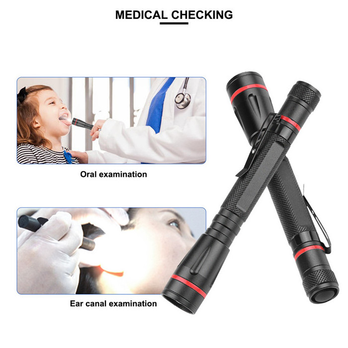 Portable LED White Light Pocket Clip Small Pen light Mouth Ears Examination Mini Medical Pen Flashlight for Doctor Nurse