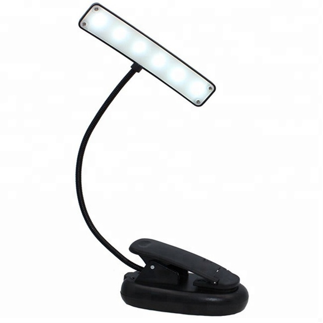 Flexible 6 SMD led reading light Easy Clip on book Light for kids Music Stand light lamp AAA battery