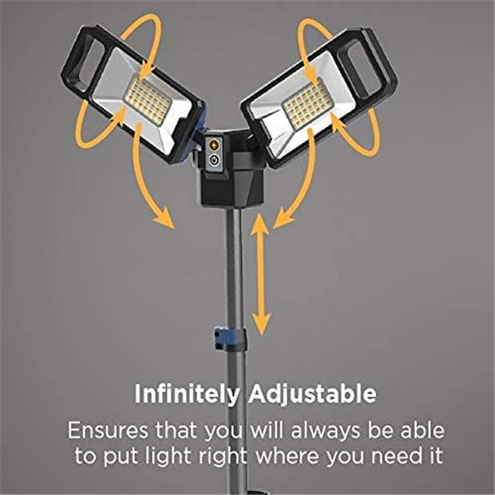 5000Lumens Foldable Rechargeable Tripod Working Light Flood Light with 360 Degree Rotatable Heads