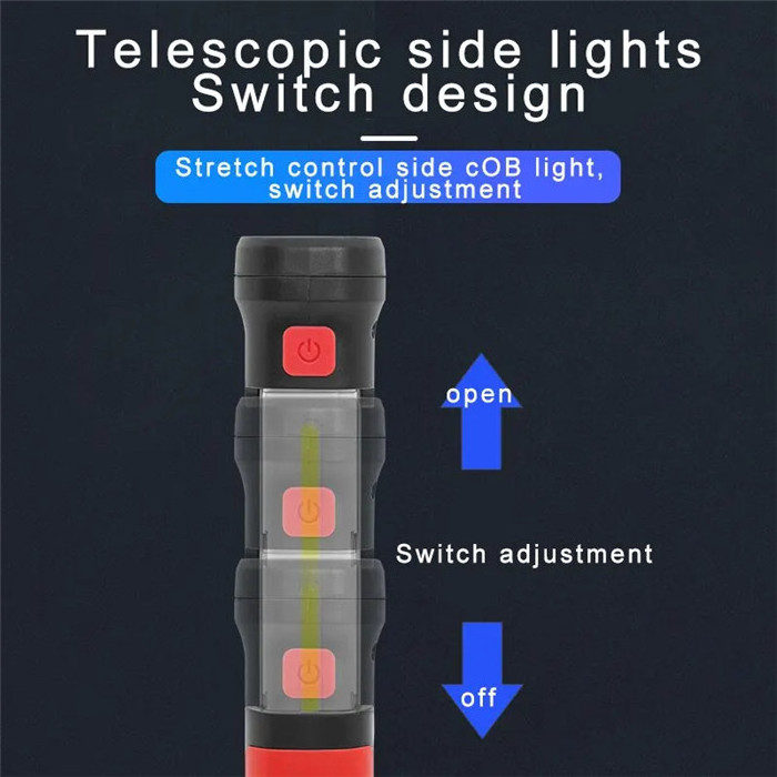 Powerful Telescopic COB LED Flashlight Pull Up Light Cordless Inspection Work lamp Rechargeable magnetic Mini Led Work Light