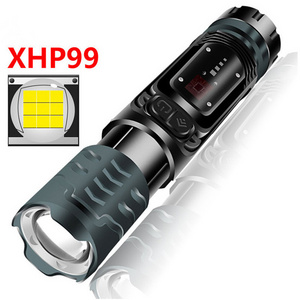 High Power led Flashlight XHP99 magnetic Pocket Clip torch USB Rechargeable Zoomable Powerful LED Torch Lamp with safety hammer