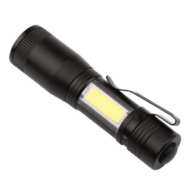 Zoomable Mini Flashlight Aluminum Pen Flash Light XPE+COB LED Torch Lamp Penlight AA/14500 4 Modes