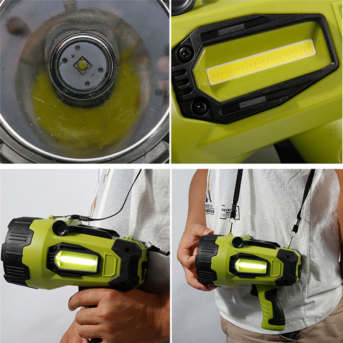 Super Bright LED Work Light Rechargeable Searchlight Powerful Handheld Flashlight Spotlight Waterproof Work Lamp Torch