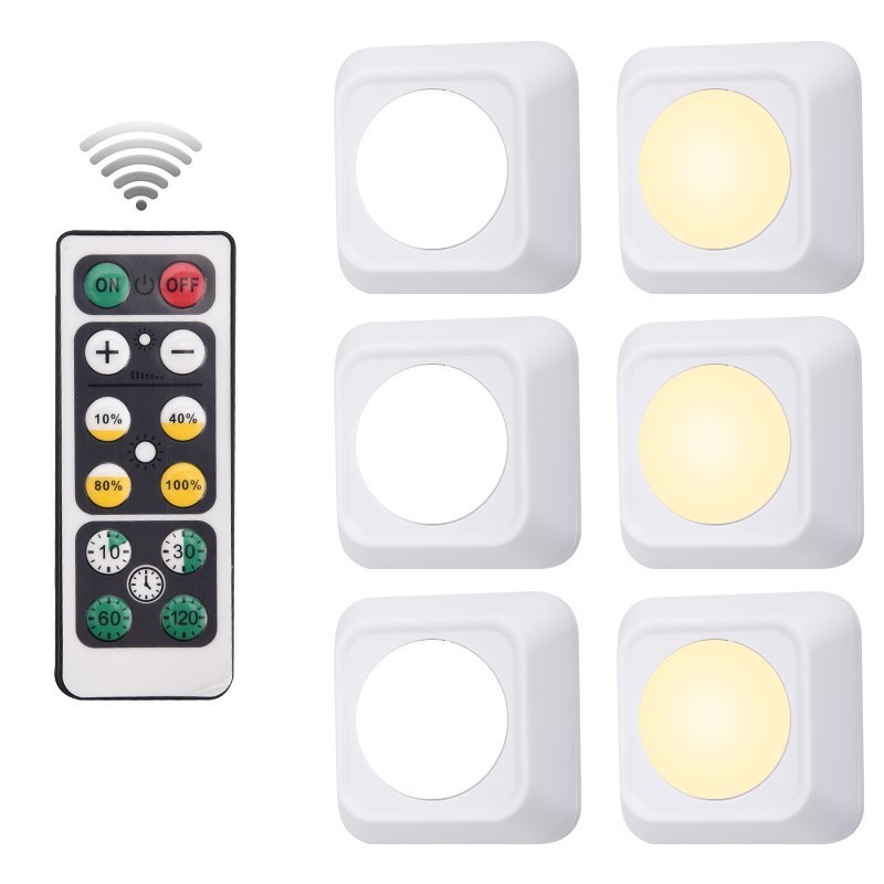 Wireless LED Puck Light 3 Pack With Remote Control RGB Under Cabinet Lighting Closet Light