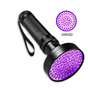 100LED UV Led Flashlight Torch Black Light UV Torch Lamp Portable Ultraviolet Handy Pet Urine Light Detector for Dog/Cat Urine