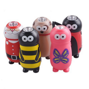 Portable Cute Animal Shape LED Flashlight Promotional Mini Kids Flashlight torch Hand-Press LED Torch