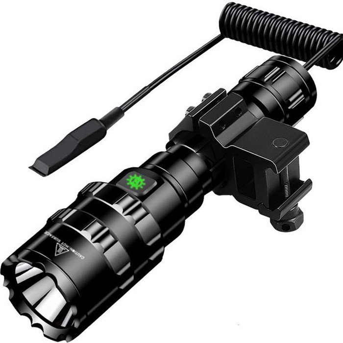 Portable LED Tactical Torch Flashlight USB Rechargeable Aluminum Outdoor Hunting led torch with Gun Mount