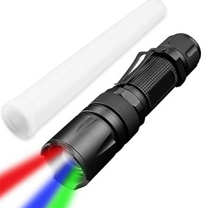 Tactical 4 in 1 Green Red Blue White Light LED Flashlight USB Rechargeable Pocket LED Torch for Hunting Fishing