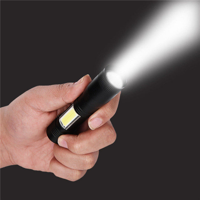 Zoomable Mini Flashlight Aluminum Pen Flash Light XPE+COB LED Torch Lamp Penlight AA/14500 4 Modes