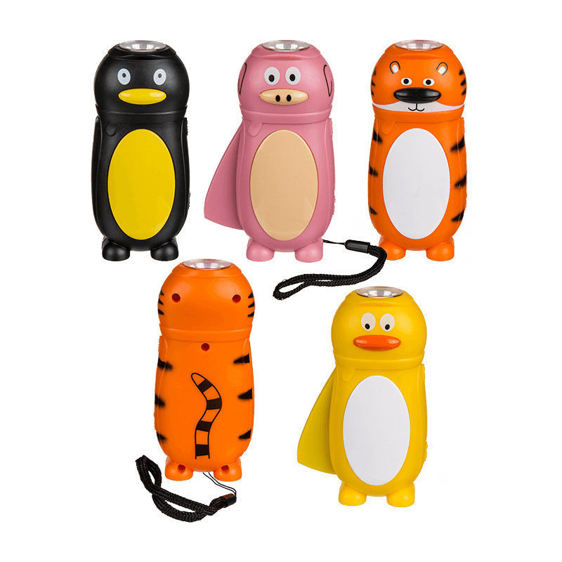 Animal Shape Portable 3 LED Emergency Dynamo Flashlights Kids Mini Hand Pressure Outdoor Torch for Camping Flash light