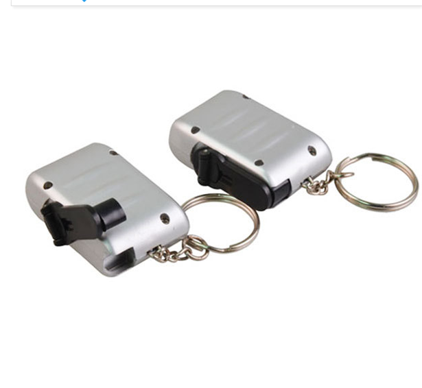 Portable Hand Crank Dynamo mini led rechargeable flashlight 2 led keychain flashlight