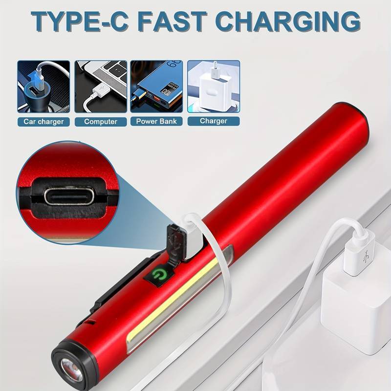 Rechargeable LED Pen Flashlight with Magnet - Lightweight, Waterproof, and Portable for Inspection, Work, and Emergencies