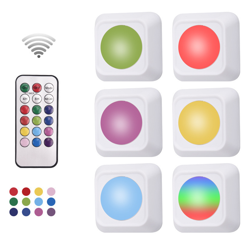 Wireless LED Puck Light 3 Pack With Remote Control RGB Under Cabinet Lighting Closet Light