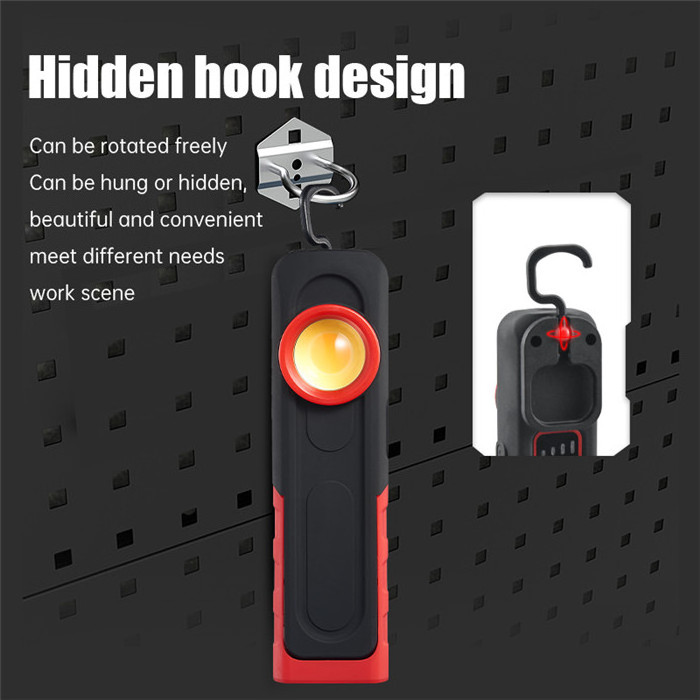 Portable COB LED Spotlight Magnetic Working Light Rechargeable LED COB Camping Work Inspection Light Lamp Hand Hook Clip Torch