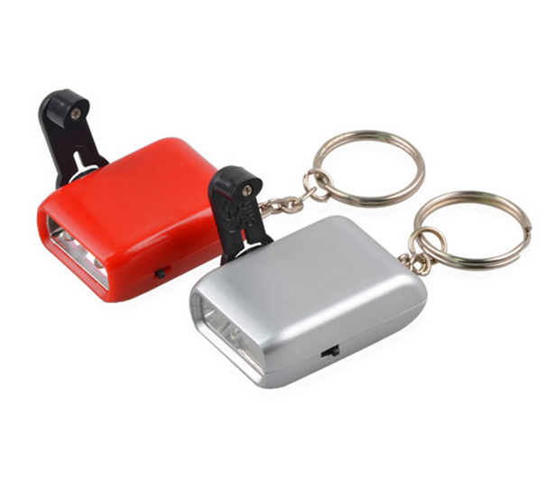 Portable Hand Crank Dynamo mini led rechargeable flashlight 2 led keychain flashlight