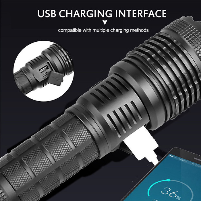 USB Rechargeable LED Flashlight Xhp70 5 Lighting modes zoomable led torch lamp Powerful High beam Hunting LED Flashlight