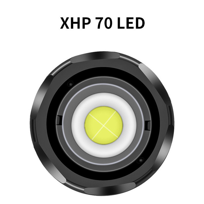 Hot sale High Lumen XHP70 LED Flashlight Rechargeable Zoomable LED Flashlights 5 Modes Waterproof Powerful led torch