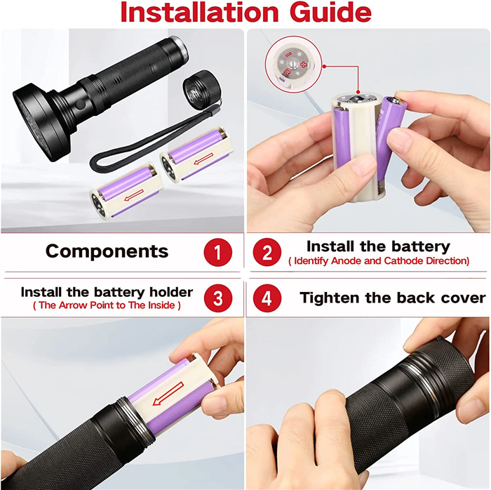 100LED UV Led Flashlight Torch Black Light UV Torch Lamp Portable Ultraviolet Handy Pet Urine Light Detector for Dog/Cat Urine