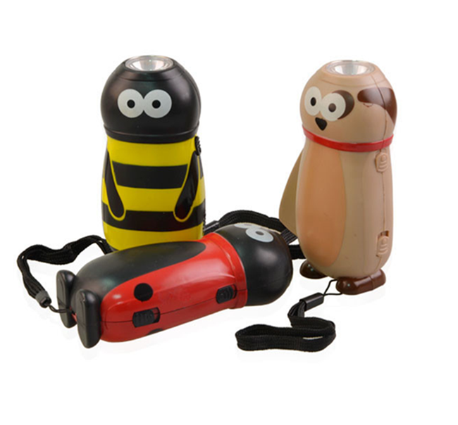 Portable Cute Animal Shape LED Flashlight Promotional Mini Kids Flashlight torch Hand-Press LED Torch