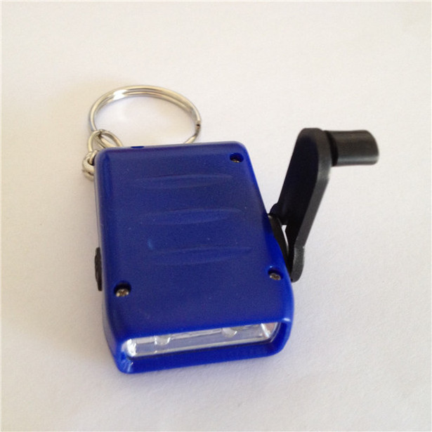 Portable Hand Crank Dynamo mini led rechargeable flashlight 2 led keychain flashlight