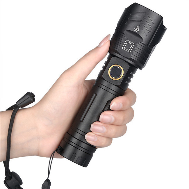 China Factory Supply XHP90 LED Zoom Flashlight Tactical Rechargeable Powerful Torch Light Handheld Flashlight With Power Bank