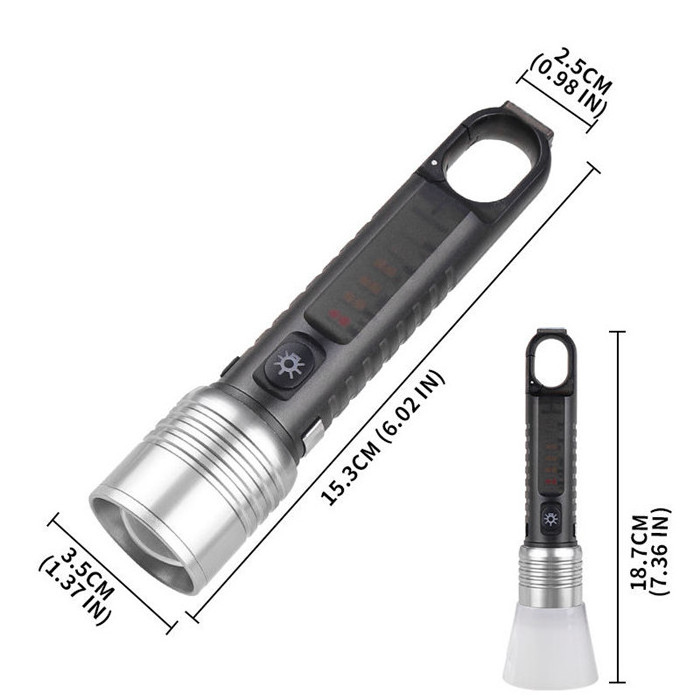 Magnetic EDC Flashlight White Red Blue Light 30W LED Torch Lamp Type-C Rechargeable Emergency Camping Waterproof Flashlight