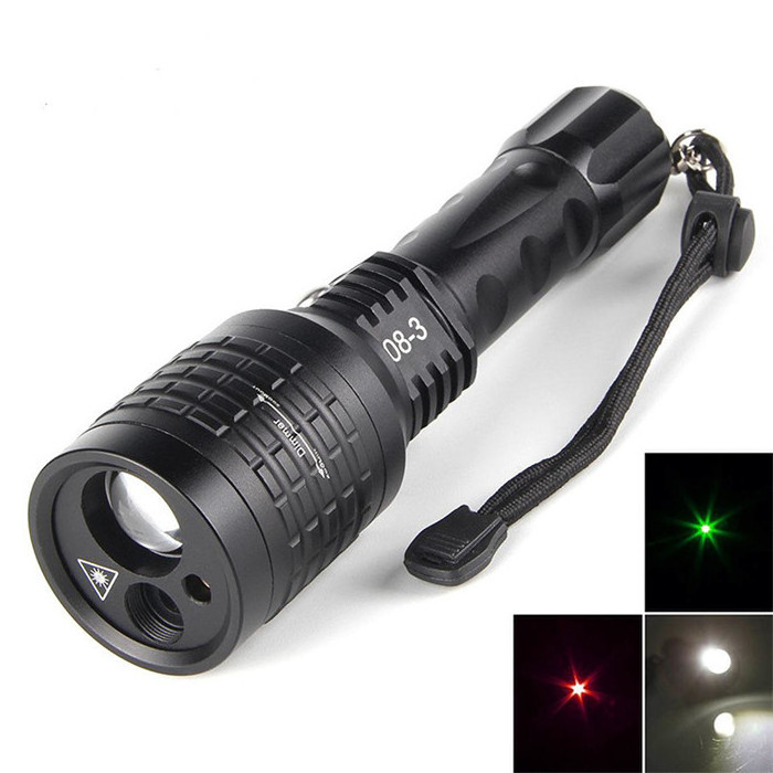 Green Laser Flashlight Night Vision Long Distance Laser Torch Lamp Rechargeable Flashlight For Hunting LED Flashlight with Laser