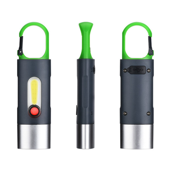 Portable Mini Flashlight USB Rechargeable COB LED torch Flashlight Waterproof Camping Gear Backpacking Lantern with snap Hook