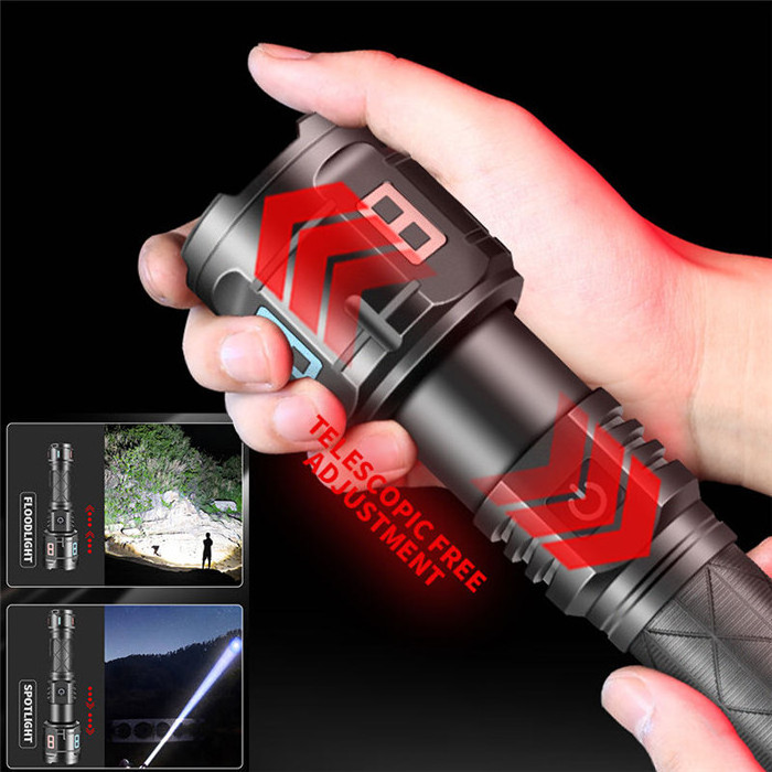 Newest Aluminum 30W White Laser led Flashlight Type-C Rechargeable Zoomable LED Torch Powerful Tactical LED Flashlight