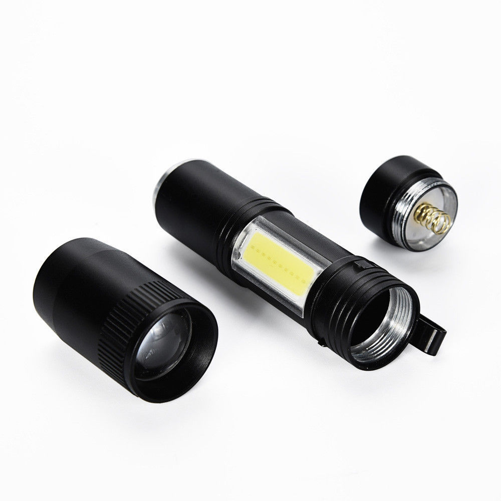 Zoomable Mini Flashlight Aluminum Pen Flash Light XPE+COB LED Torch Lamp Penlight AA/14500 4 Modes