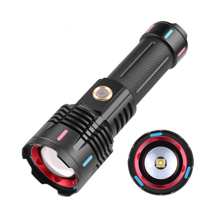 Powerful Tactical LED Flashlight 30W LED 1200 Lumen Torch light Type-C Rechargeable Zoomable 5 Modes Led torch Flashlight