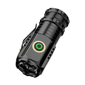 Powerful 3 LED Mini Flashlight Type-C Rechargeable Pocket pen clip torch light Outdoor magnetic Camping clip Head flashlight