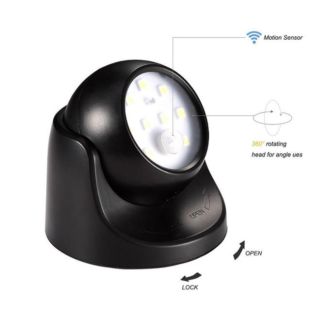 PIR Motion Sensor 9 Led Night Light 360 Degree Rotation Wireless Detector Night Light Wall Lamp Auto On/Off Closet Hallway Light