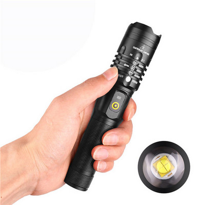 Super Bright XHP50 LED Flashlight IPX4 Waterproof Zoomable LED Torch Light Micro USB Rechargeable Pocket LED Tactical Flashlight