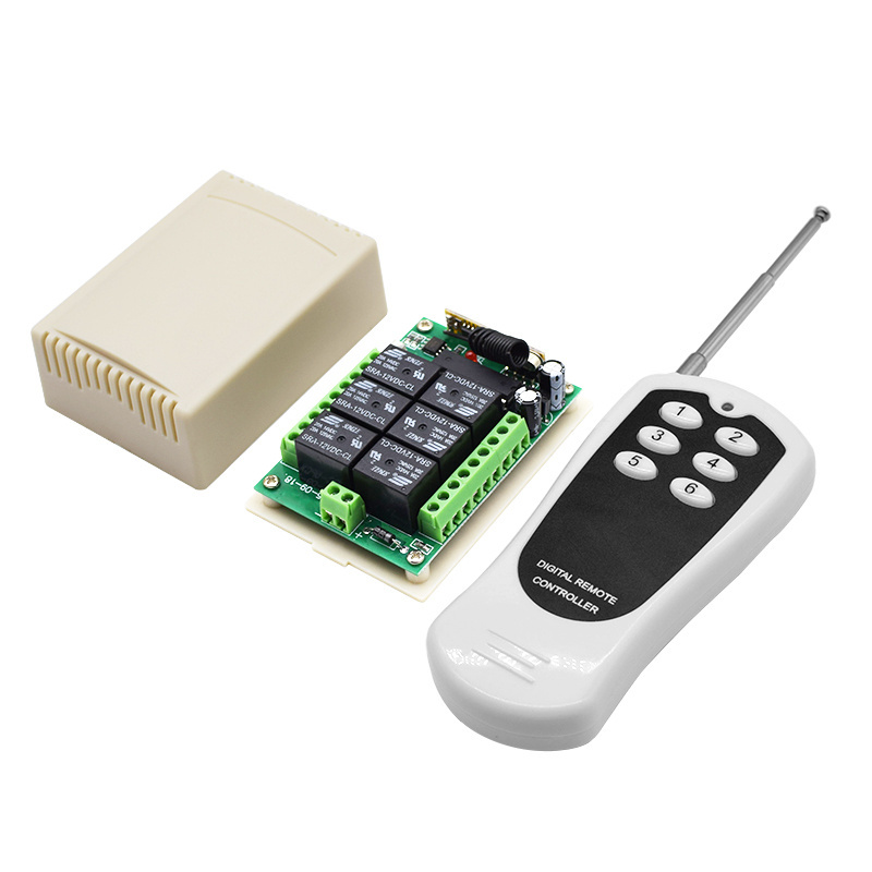 with 6 Button RF Transmitter DC 12V 24V 6 Channel Universal Remote Relay Module Wireless Light Switch Receiver Control 433MHz