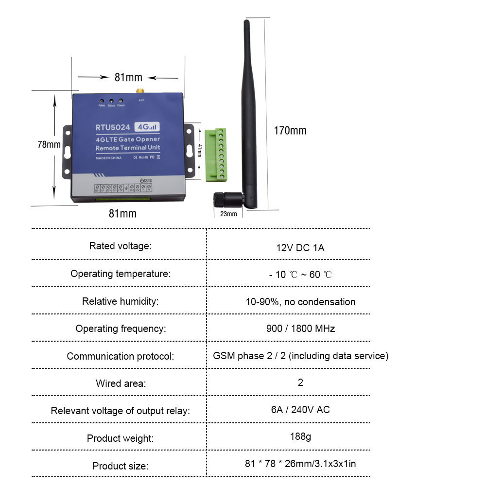 Villa Gate Wireless Switch Module Smart Switch Mobile Phone and Remote Switch 2022 Version RTU5024 4G/GSM