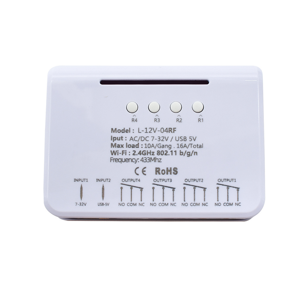 SMG-E0304 EWelink 4CH Smart Wireless Switch 7-32V 12V 24V WiFi Relay Module RF Smart Home APP Remote Control