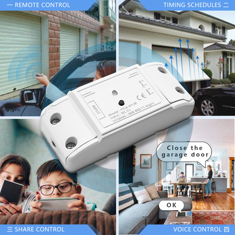 Tuya Garage Door Opener Wifi RF Switch Wireless Sensor 433MHz Remote Control Work With Google Home Alexa Voice Control