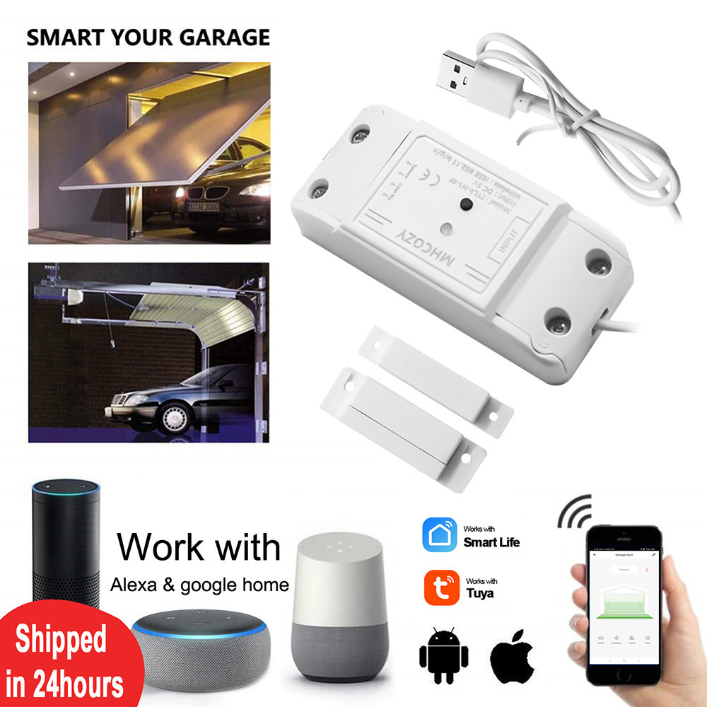 Tuya Smart Life App WIFI Garage Door Opener Controller Switch RF433 Timer Door Open/Close Voice Control With Alexa/Google Home