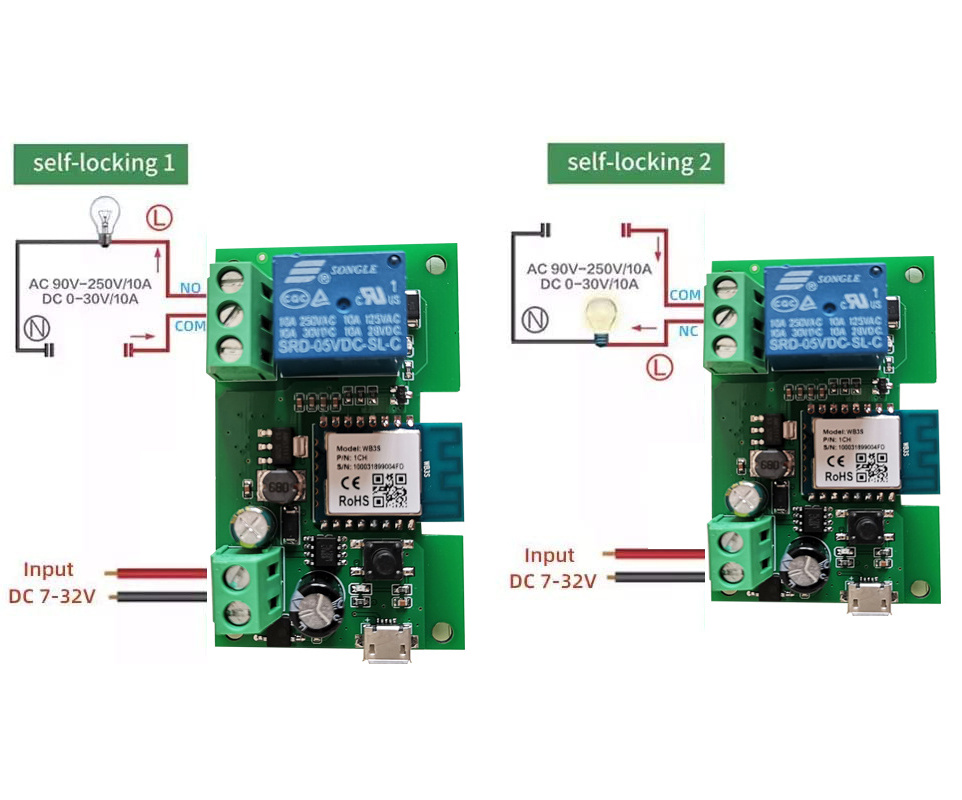 SMG Tuya Wifi Smart Switch 1CH Relay Module DC5V 12V 24V AC 32V Self-locking RF433 Receiver Timer Work with Alexa Google Home