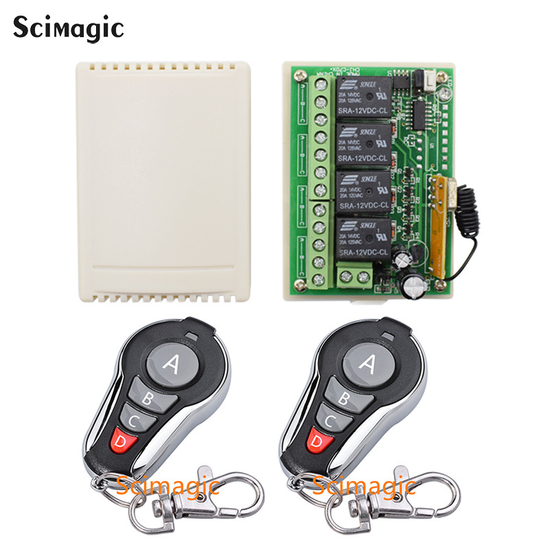 433Mhz Wireless RF Remote Control Universal 12V 4CH Receiver with 2 Transmitter For Led DIY Bulb Smart Home Lamp Light