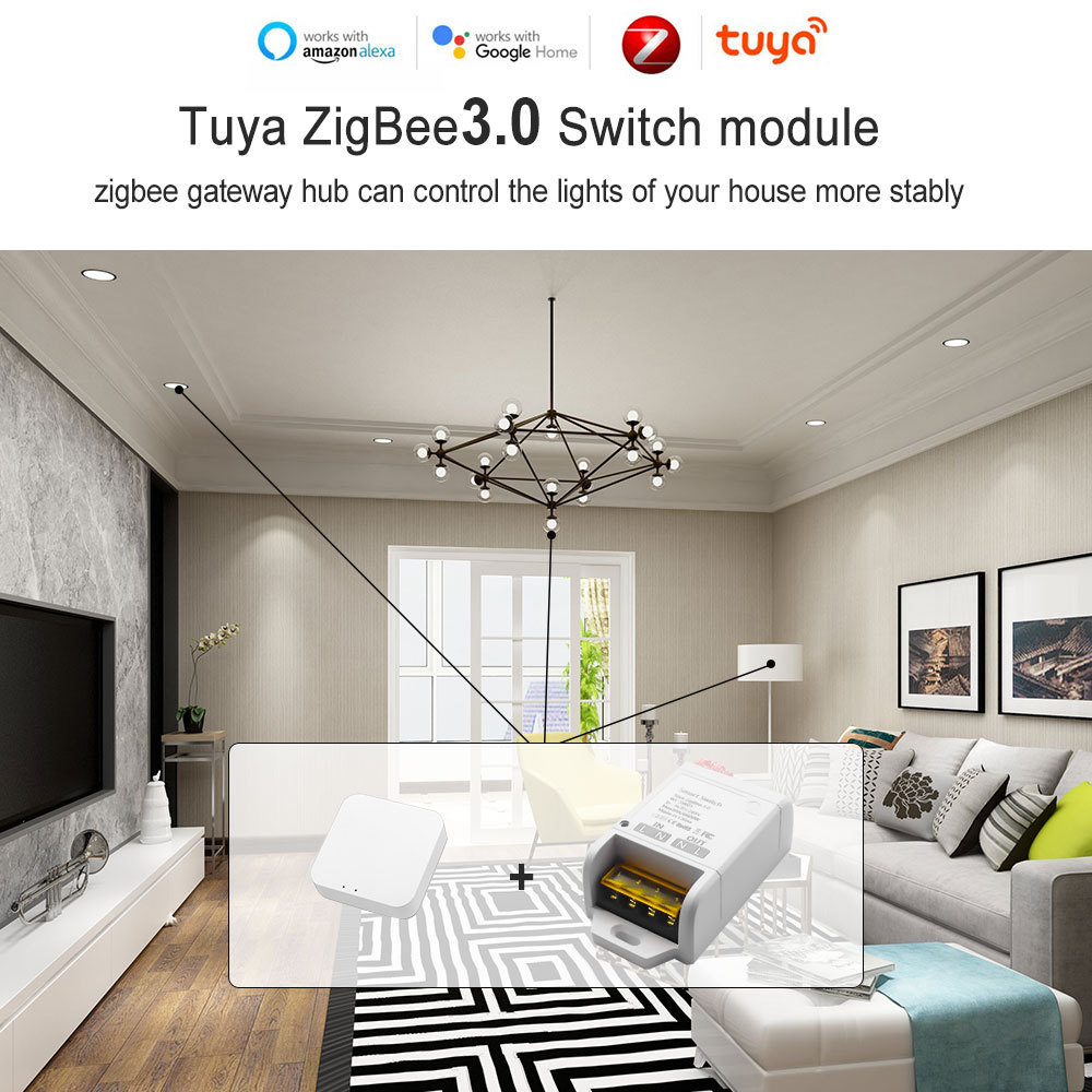 Zigbee Smart Switch 30A 6000W Tuya Smart Life Wireless Garage Air Conditioner Switch Work with Alexa Google Home