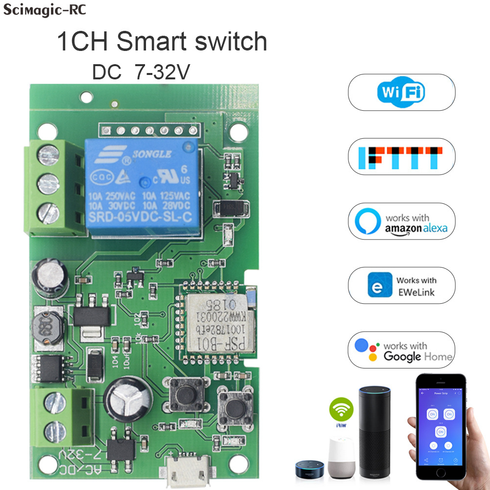 EweLink Wireless Wifi Switch DC 5V 12v 24v 32v Inching/Self-Locking Wireless Relay Module Smart Home Automation Receiver Module