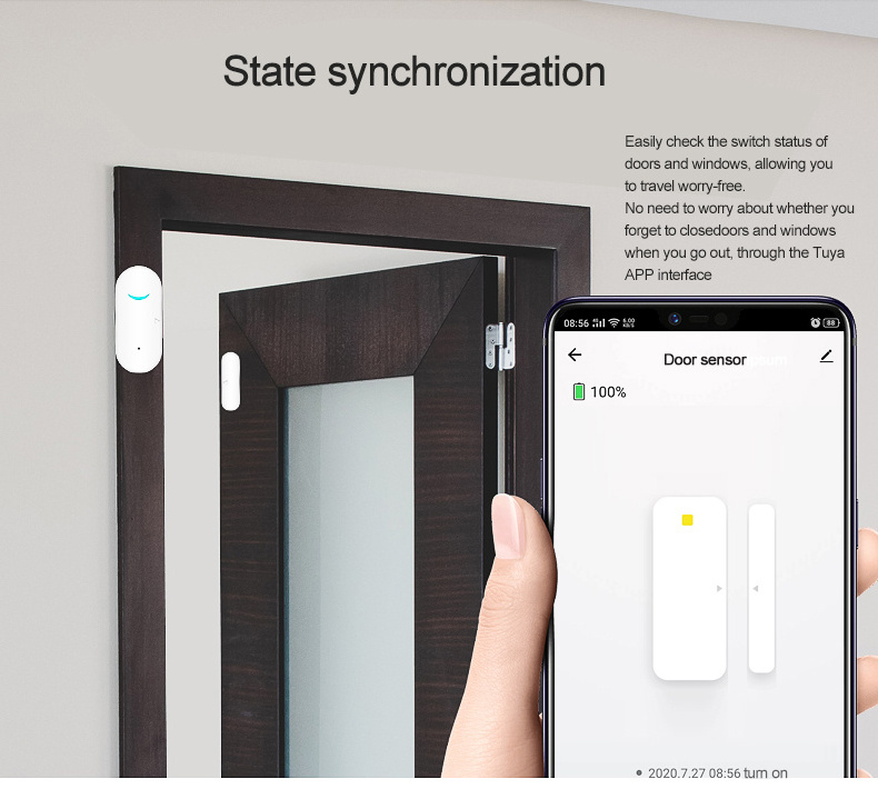 Wireless Window Door Magnetic Sensor Detector for Home Wireless Alarm System Door and Window Switch Security Anti-Theft Device