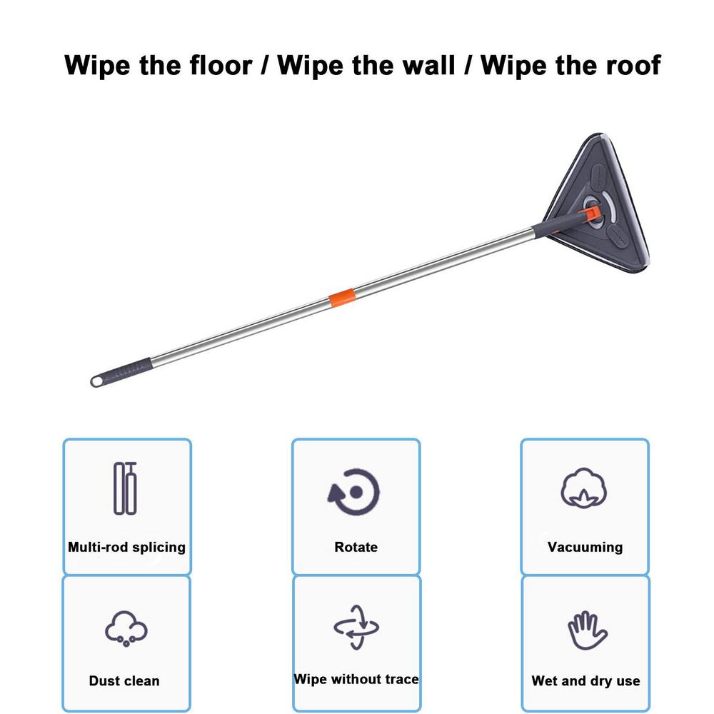 Rotatable Triangle Deep Cleaning Dry Wet Mop Window Cleaner Dust Remover Wall Mop Long Handle Mop