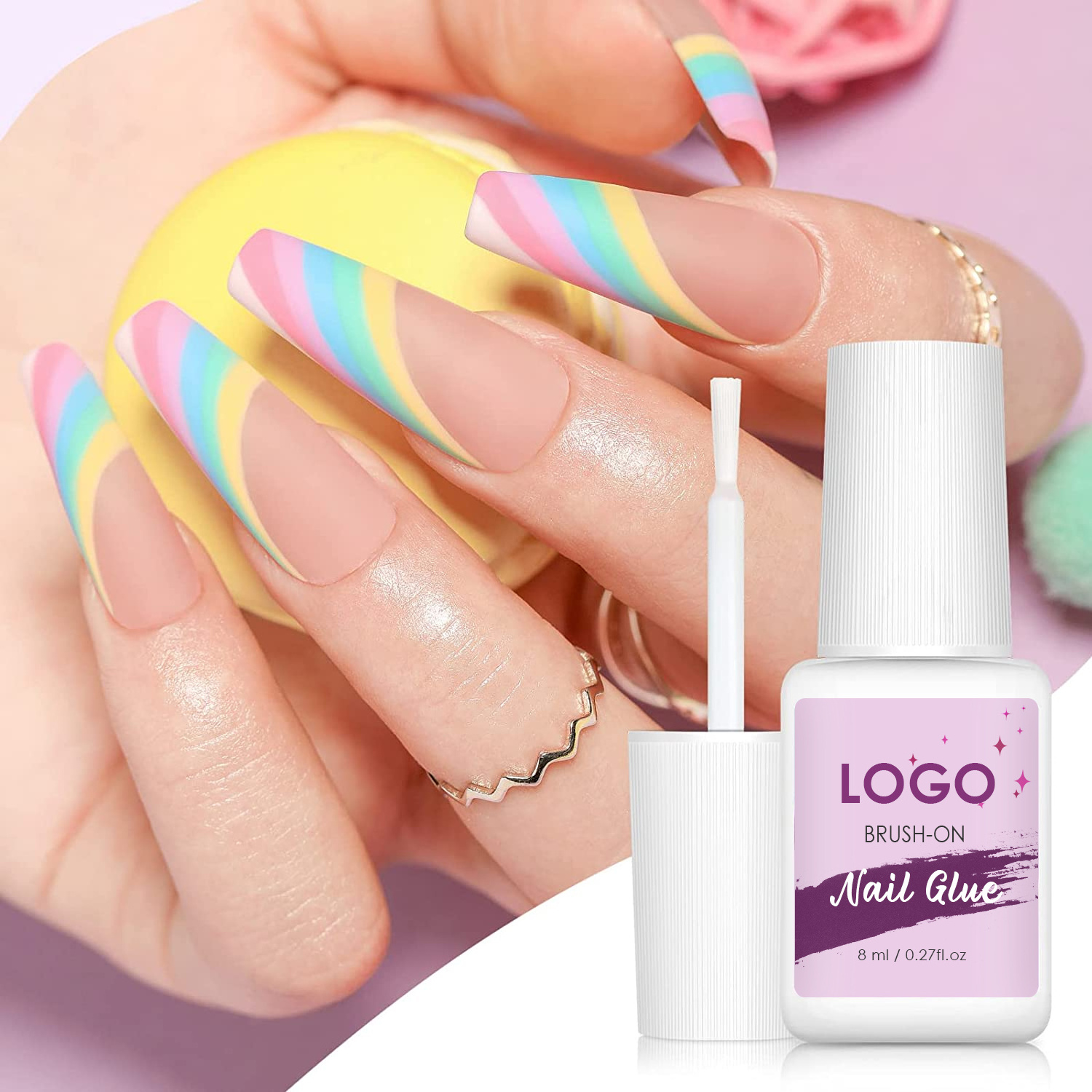 10g Customize  logo Artificial  nails with glue high quality instant Nail Glue for press on nails